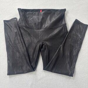 Spanx Faux Leather Leggings Women's 1X petite black edgy sculpting‎ Shaping